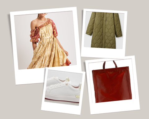 Ausus gold vintage silk sari midaxi dress cos quilted coat acne shopper and Alexander McQueen trainers