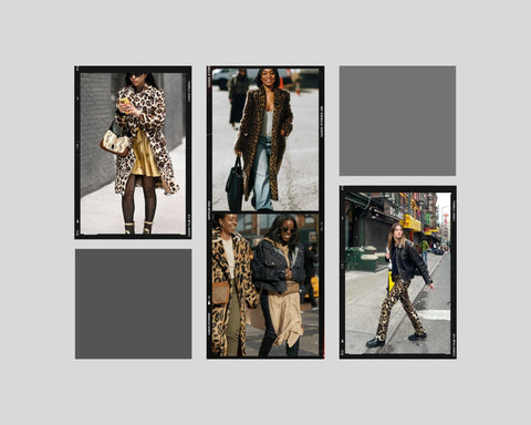 Street shots from New York fashion week of women wearing leopard print