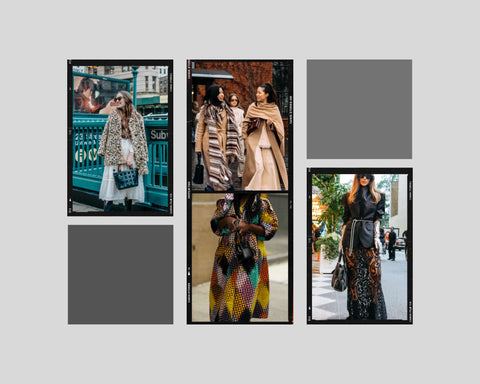 Street Shots from New York fashion week of women wearing maxi dresses