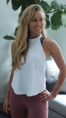 white halter top, perfect cover up for the beach and for workouts.