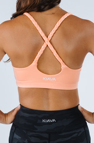 Twist Sports Bra, Neon Peach Melba