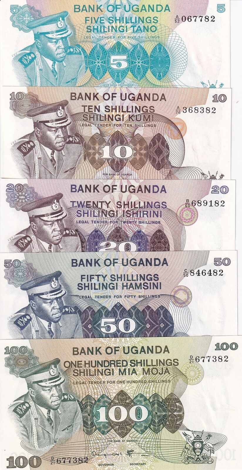 Uganda Set 6 Pcs 1000 2000-50000 Shillings Random Date P 49 50 51