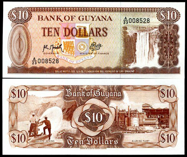 GUYANA 5 DOLLARS 1992 P 22 f UNC – Noteshobby