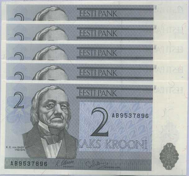 ESTONIA 5 KROONI 1992 P 71 UNC WITH FOLDER – Noteshobby