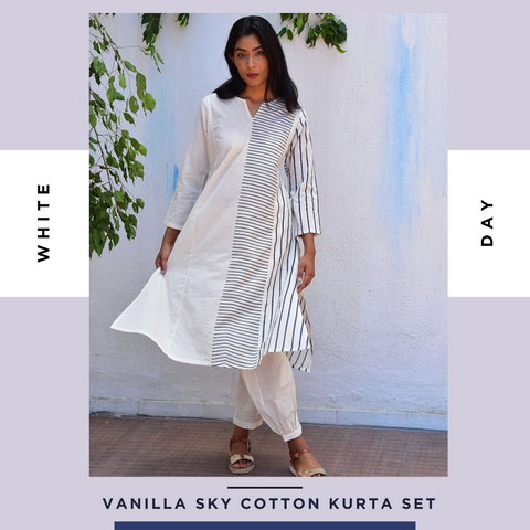 white kurta set | cotton kurta | chidiyaa