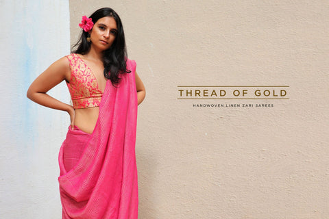 Opal Handwoven Linen Zari Saree | Saree for women | Saree new design | Chidiyaa