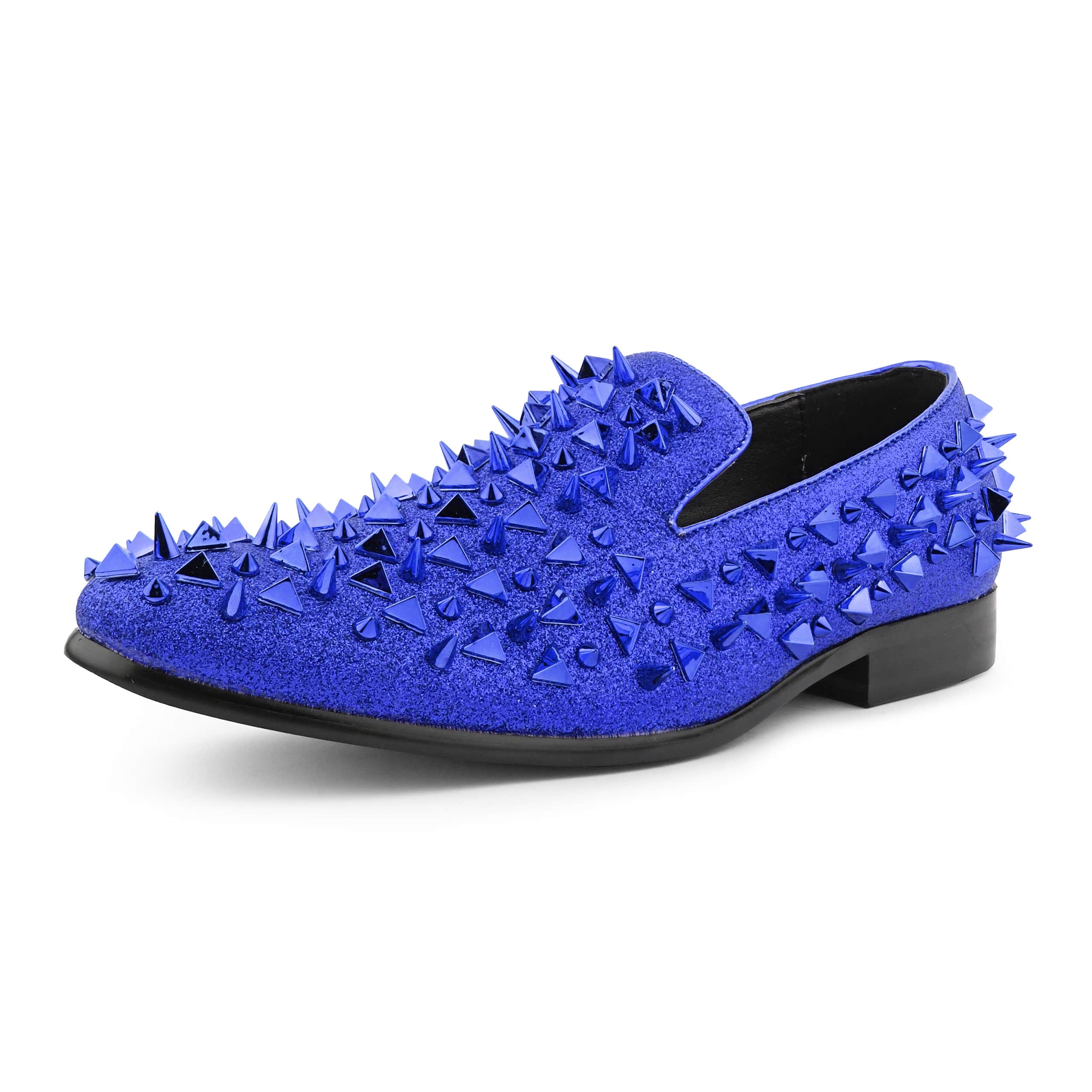 Royal Shoes Royal Blue Spikes Smoking Slip-on Red Bottom Men's