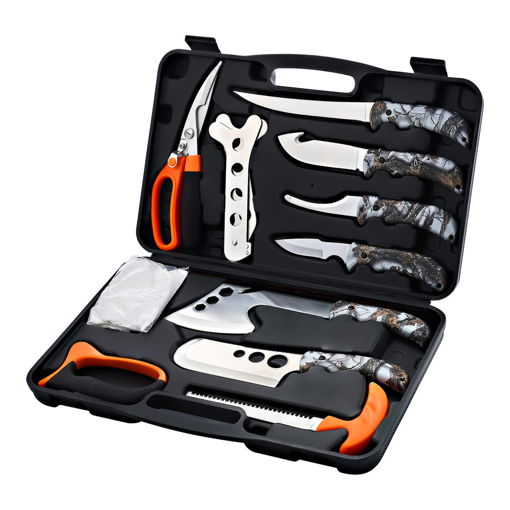 hunting-deer-knife-set-field-dressing-kit-portable-butcher-game-processor-set-12-pieces