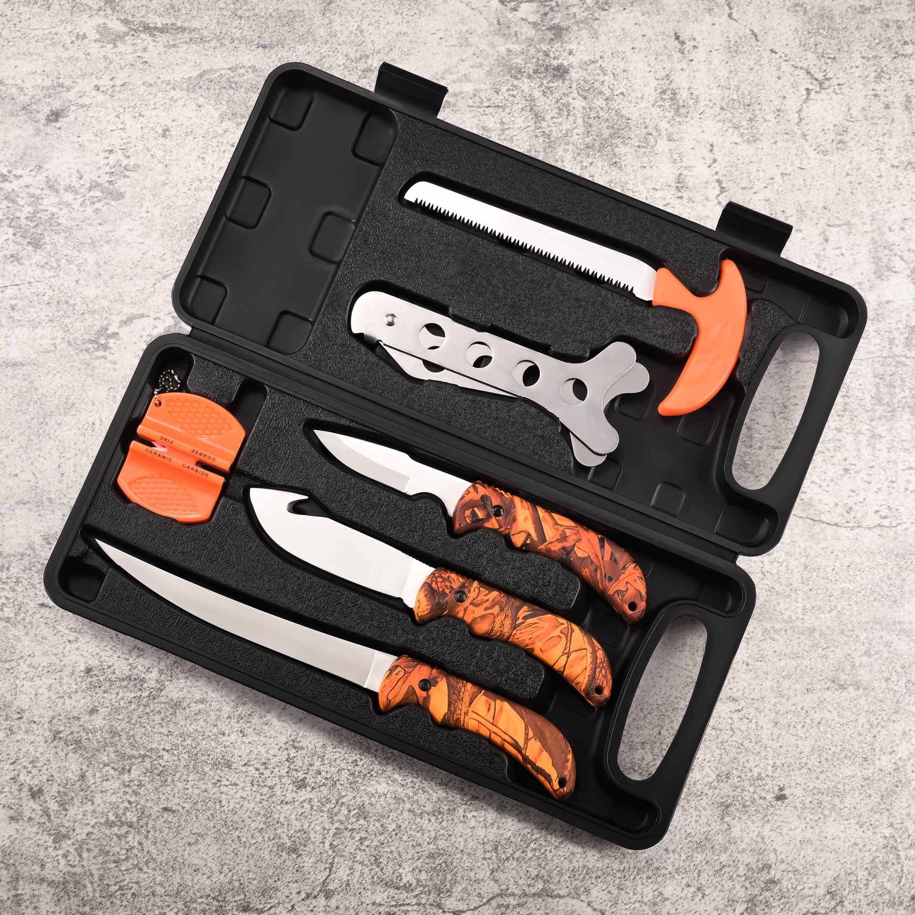 7pc Game Processing Kit Outdoor Hunting Deer Meat Butchers Skinning Knife  Set