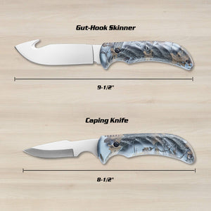 4-piece Hunting Knife and Saw Combo Set, Gut-hook Skinner, Fixed Blade Caping Knife, Nylon Belt Sheath