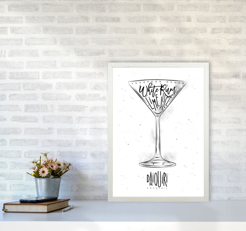 Daiquiri Cocktail Modern Print, Framed Kitchen Wall Art A2 Oak Frame