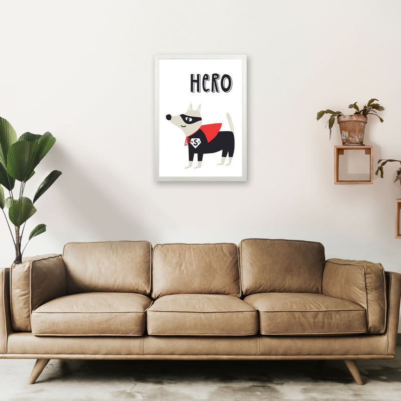 Hero dog Art Print by Pixy Paper A2 Oak Frame