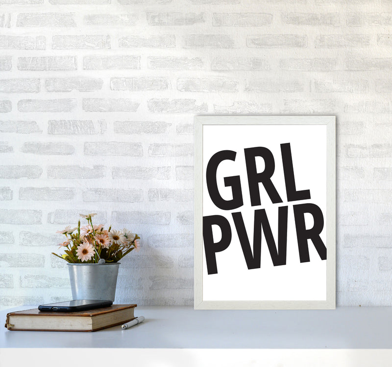Girl Power Framed Typography Wall Art Print A3 Oak Frame