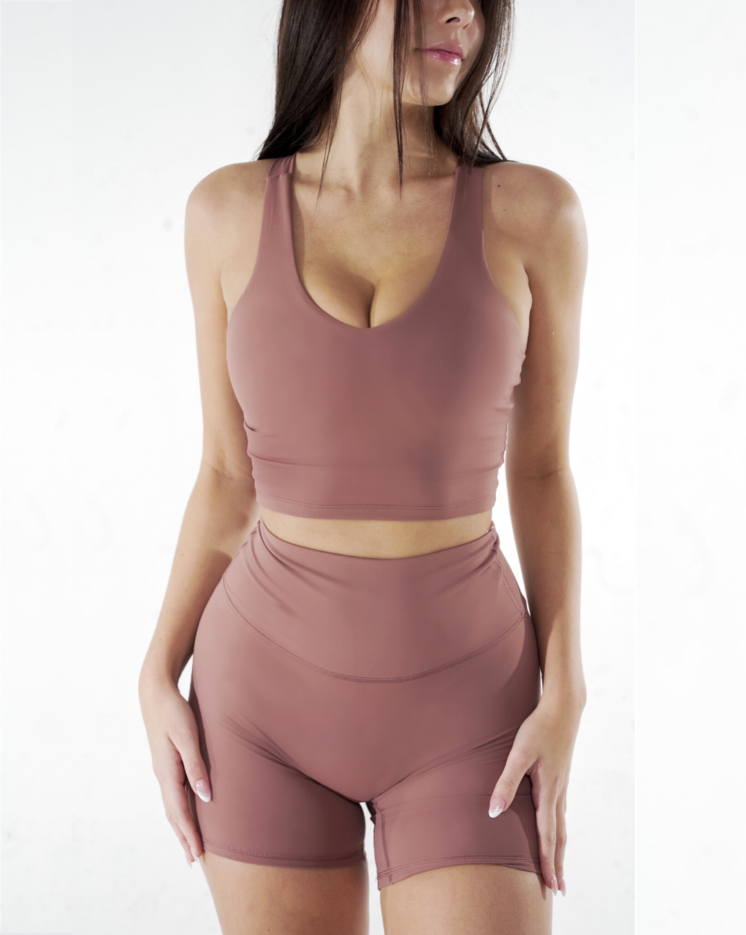 WOW High Waisted Workout Legging & Crop Top Set - Pink