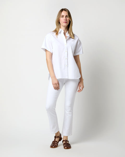 Embroidered Camp Shirt: Women's Designer Tops