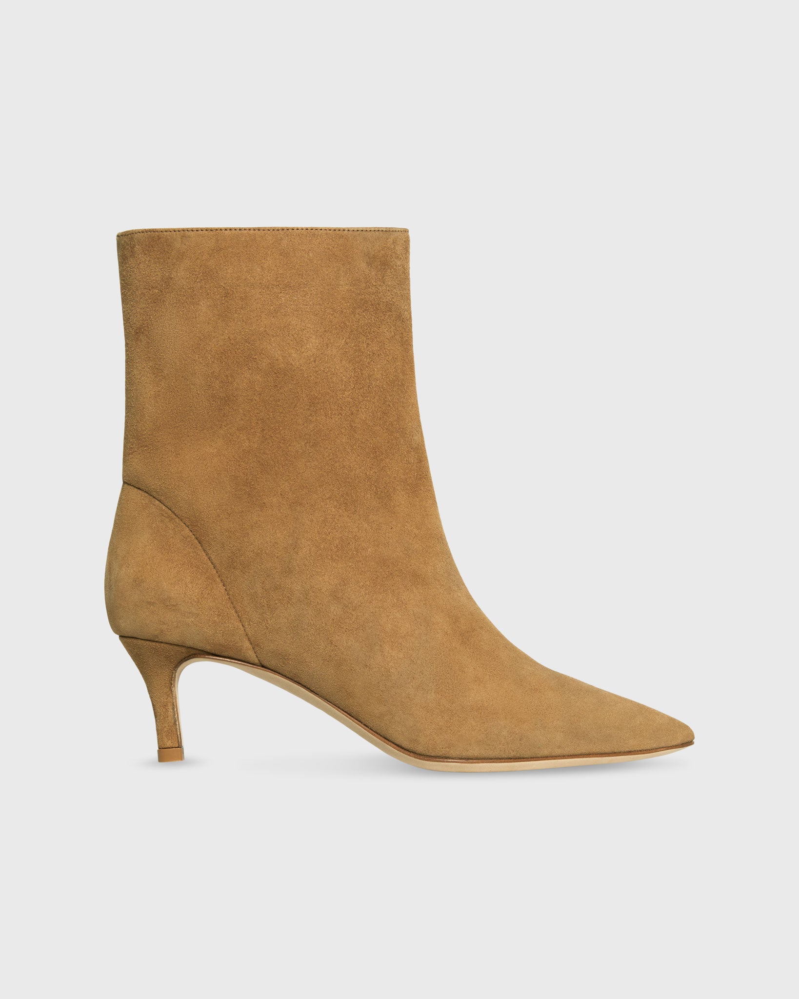 Pointed Boot in Camel Suede