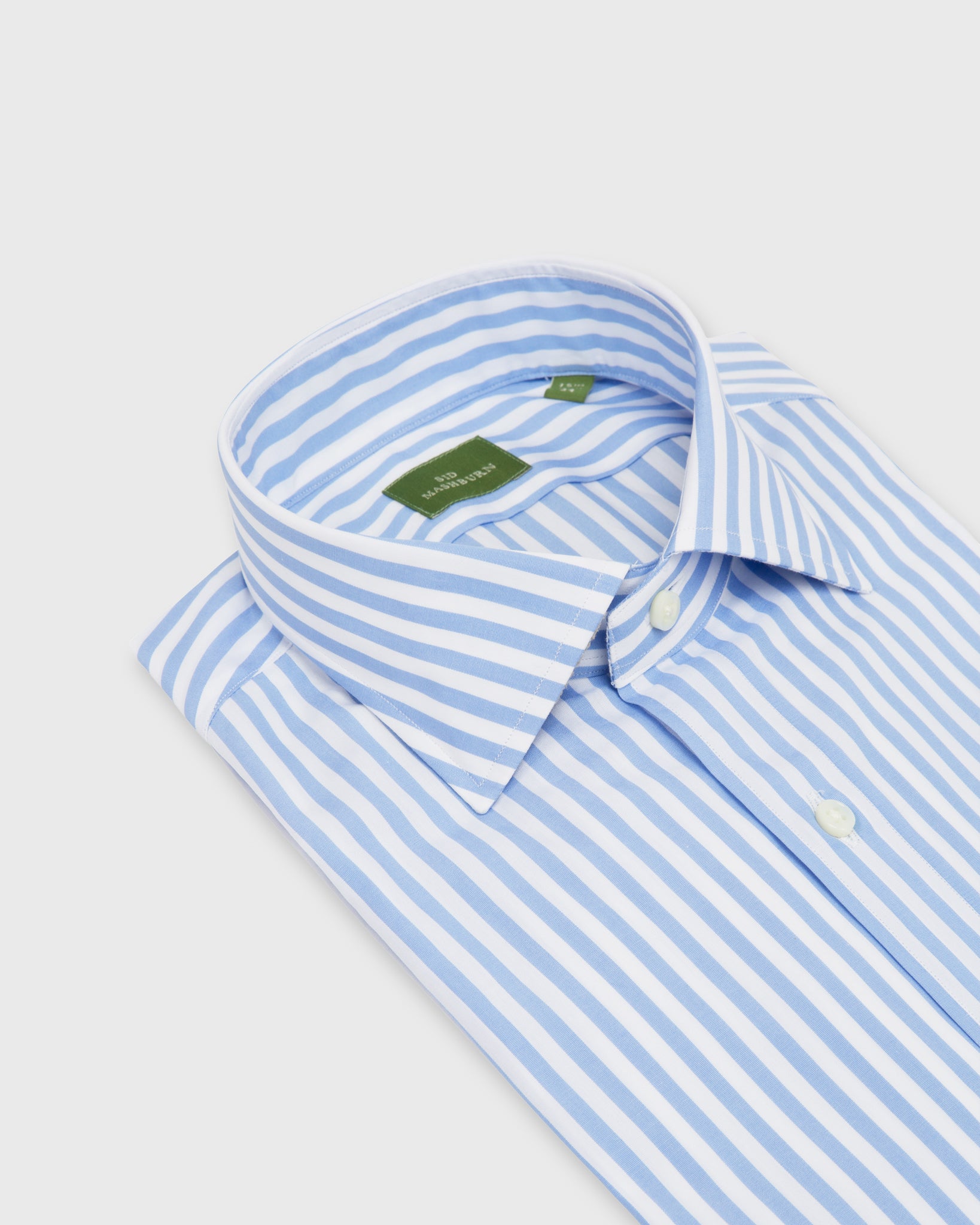 Spread Collar Dress Shirt in Sky Awning Stripe Poplin | Shop Sid