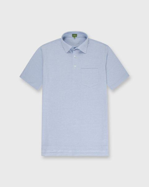 Short-Sleeved Polo in Sky Blue Oxford Pique | Shop Sid