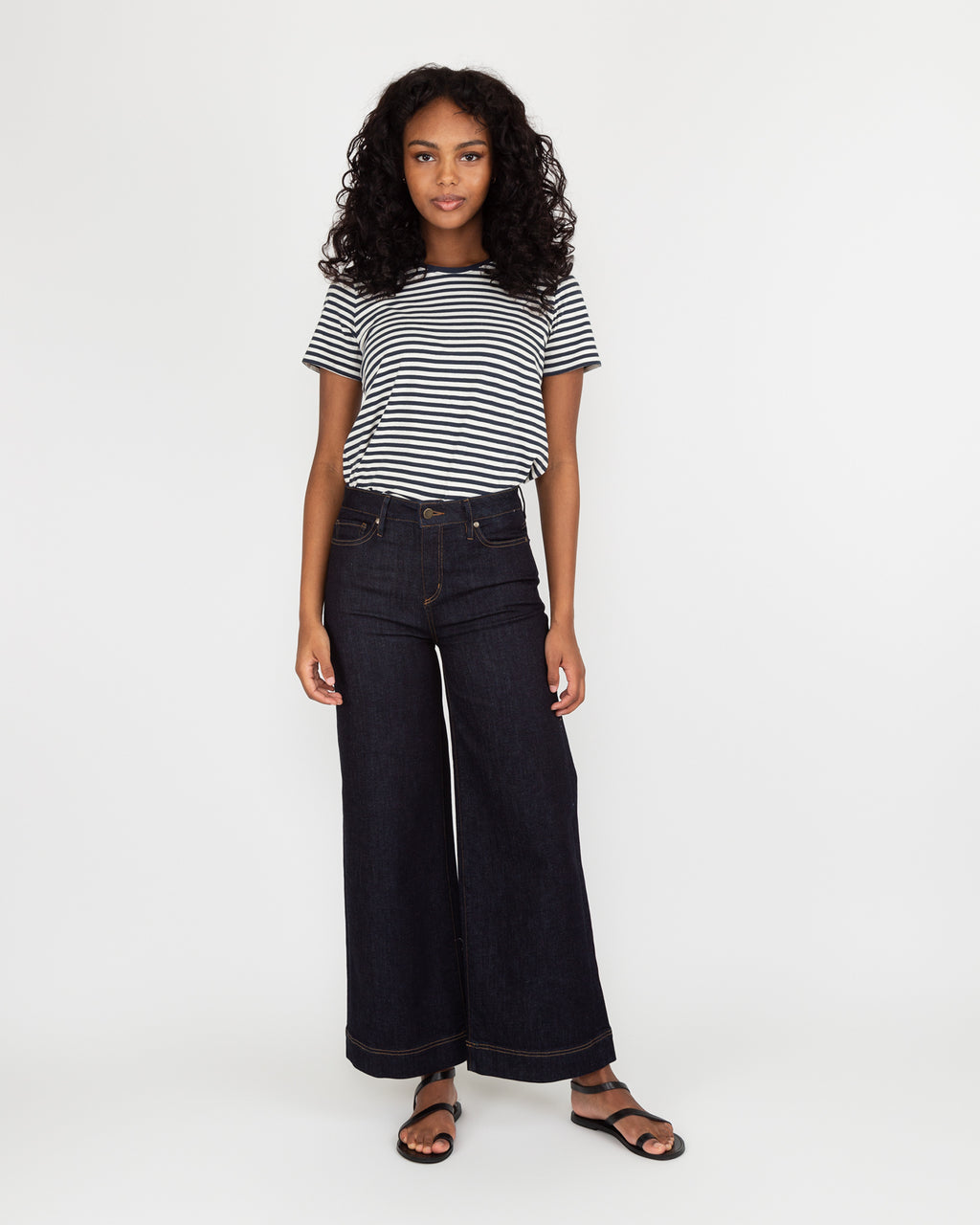 Black Shop Mashburn Ann Denim Wide-Leg in 5-Pocket Cropped | Stretch Jean