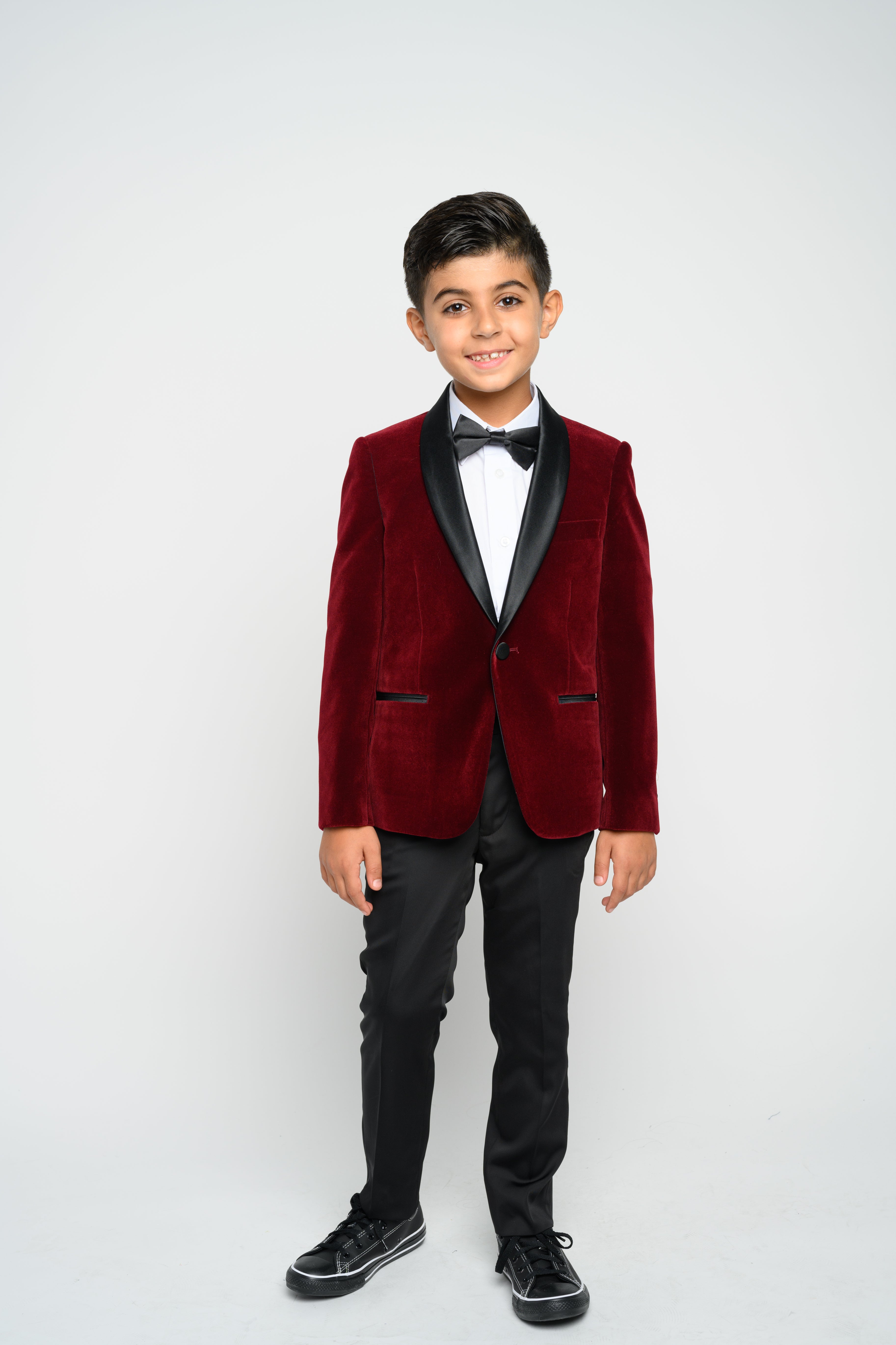 maroon vest and bow tie