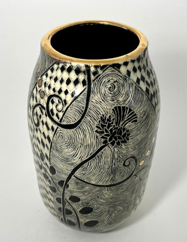 Thistle and Gold - Handmade Ceramic Vase by Patricia Griffin