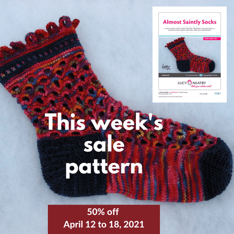 Almost Saintly Sock pattern by Lucy Neatby