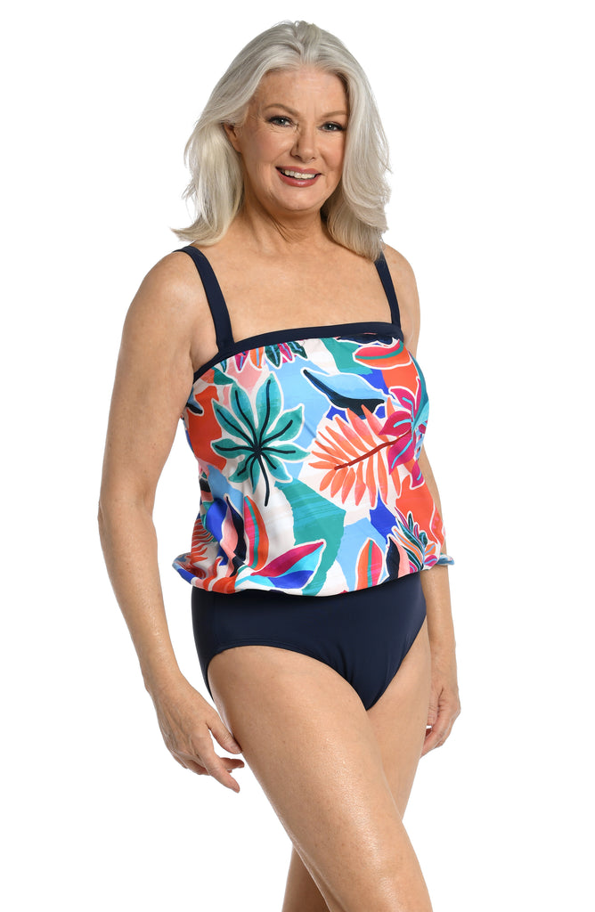 Shadow Palms Banded Scoop Blouson Tankini Top - FINAL SALE – MAXINE OF  HOLLYWOOD