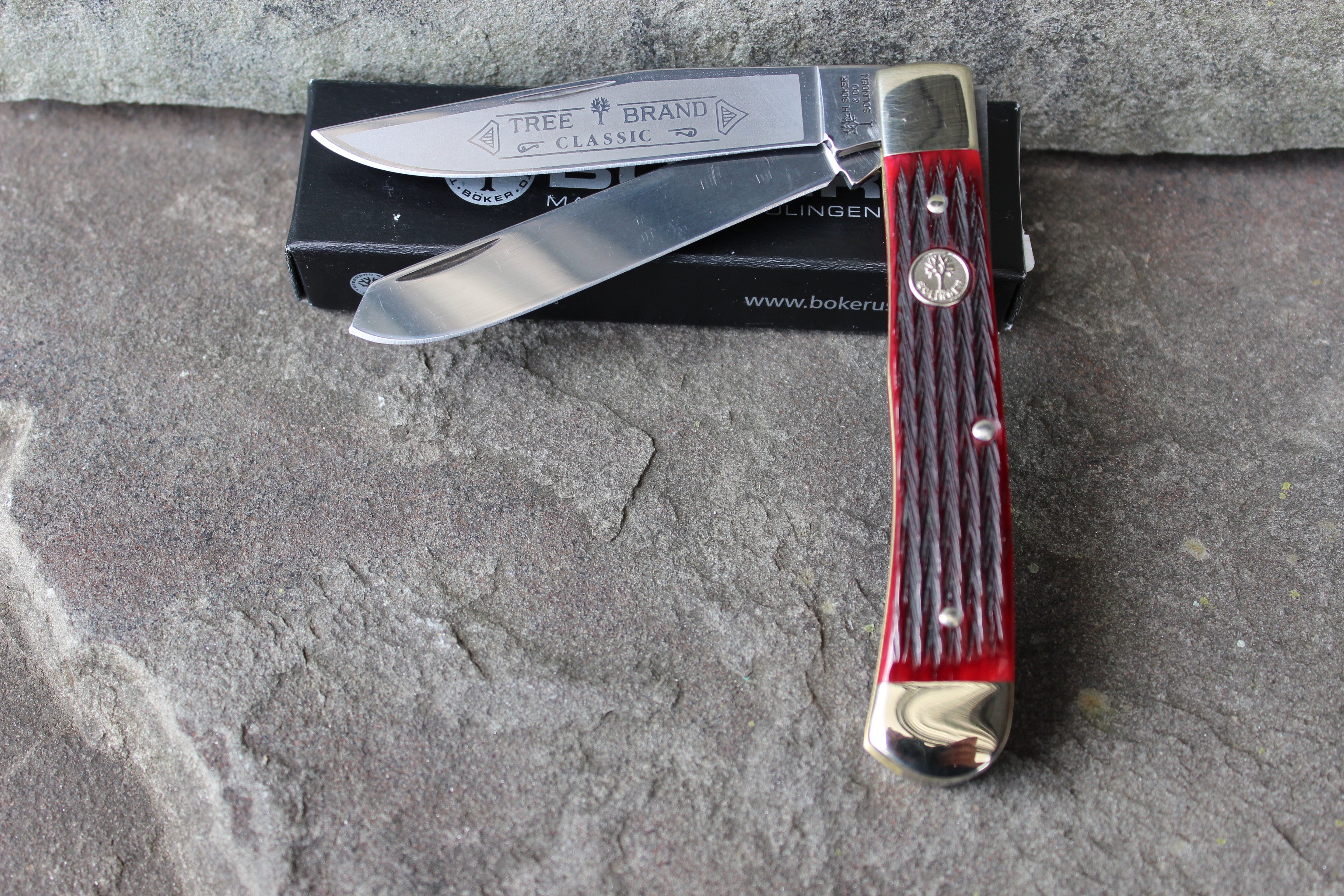 Tree Brand Classic Boker Trapper 2525 SRB Red Bone Pocket Knife SOLINGEN  GERMANY