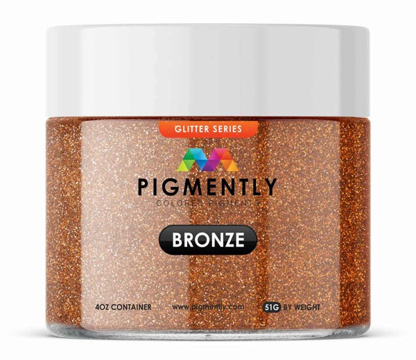 A sealed container of Bronze Glitter Metallic Pigment by Pigmently