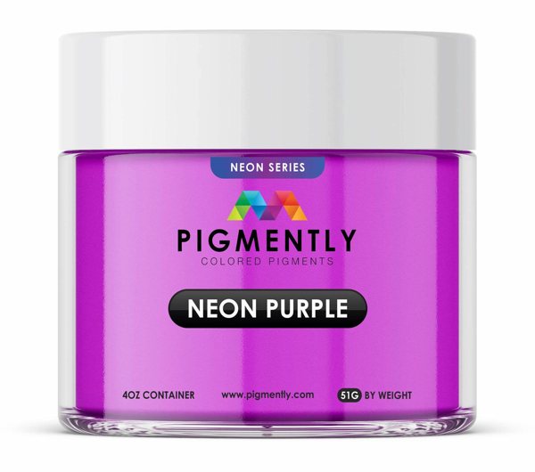 A sealed container of Pigmently's Neon Purple Pigment Powder.