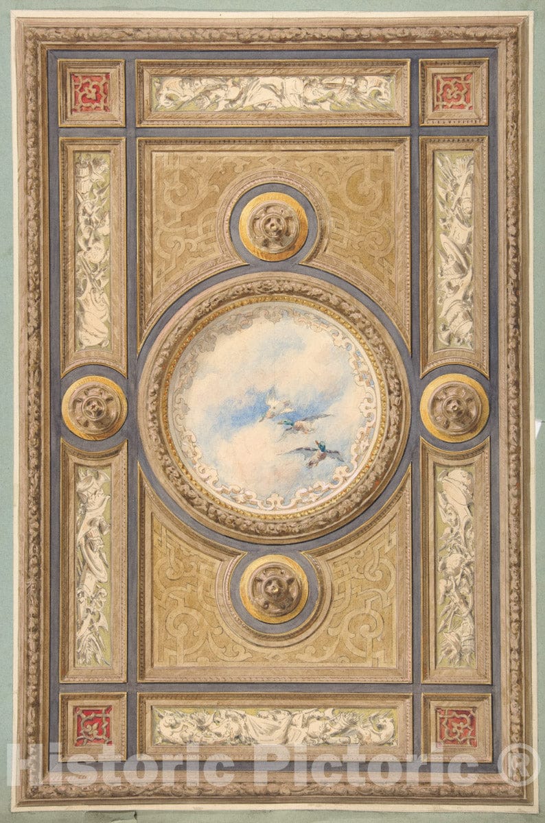 Jules-Edmond-Charles Lachaise - Design for a Carved and Painted Ceiling ...