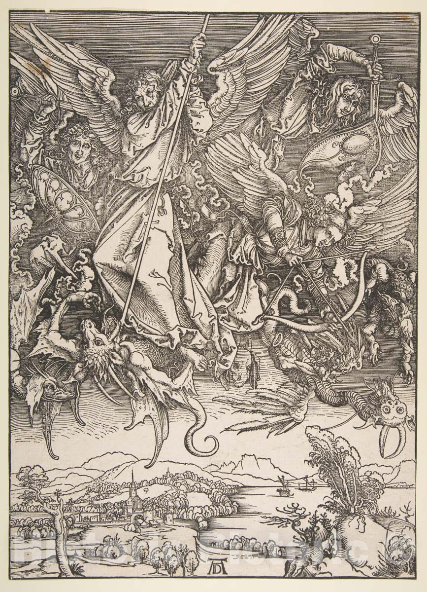 Art Print : Albrecht Dürer - Saint Michael Fighting The Dragon, from T ...