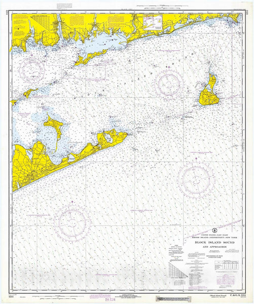 Historic Nautical Map Block Island Sound 1970 NOAA Chart New York   501050 1wmark Grande 