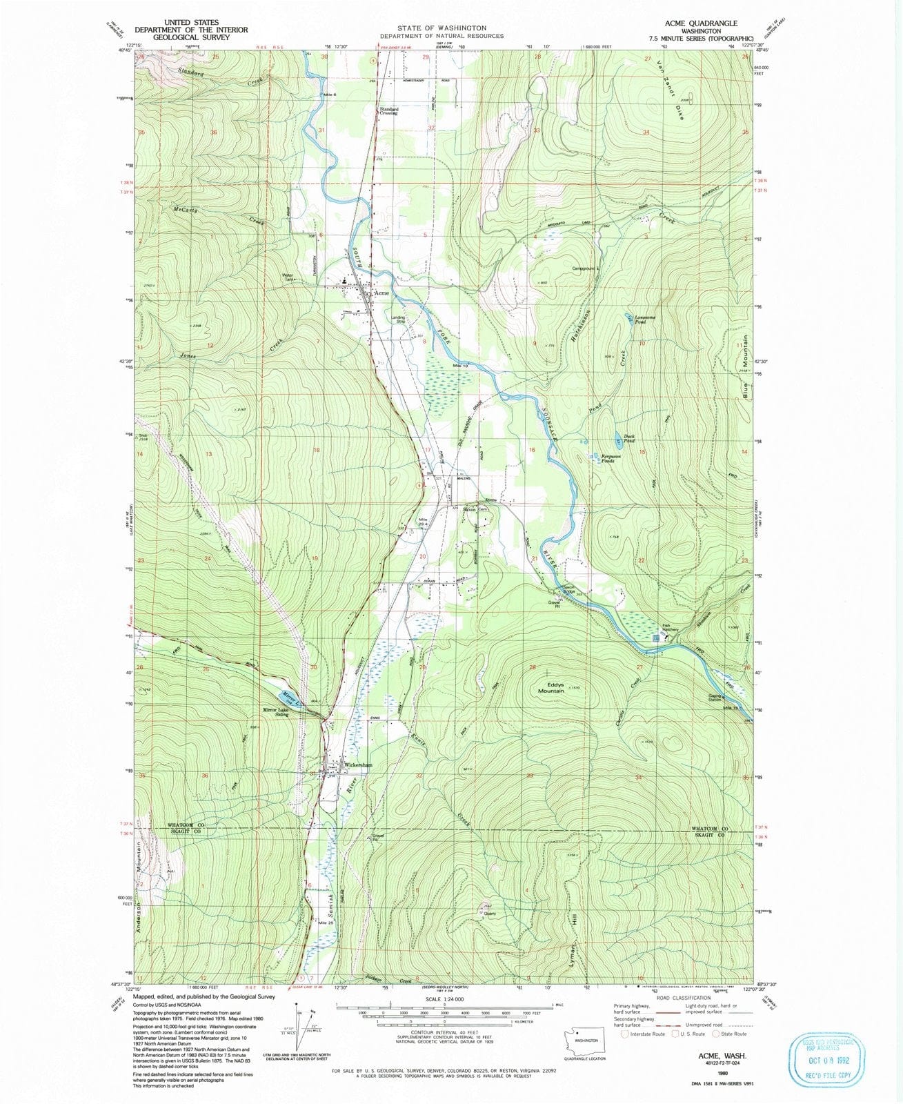 1980 Acme WA Washington USGS Topographic Map Historic Pictoric   5039250 