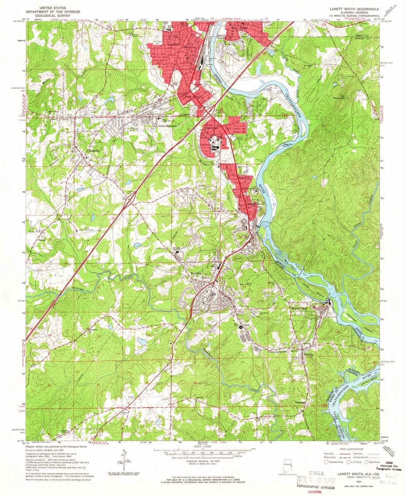 1964 Lanett South AL Alabama USGS Topographic Map Historic Pictoric   5060016 