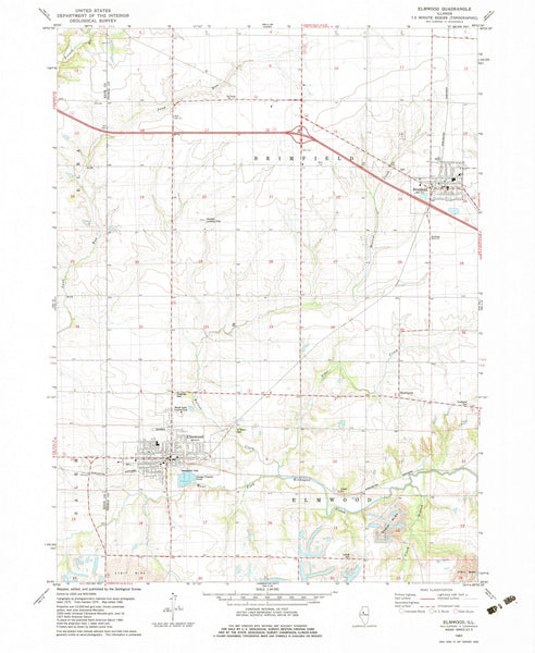 1982 Elmwood, IL - Illinois - USGS Topographic Map - Historic Pictoric