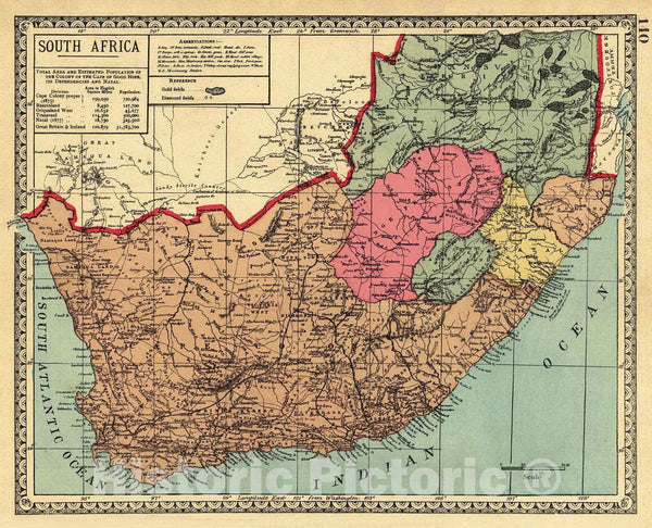 Historic Map 1882 South Africa Vintage Wall Art Historic Pictoric   5104363 Wmark Grande 