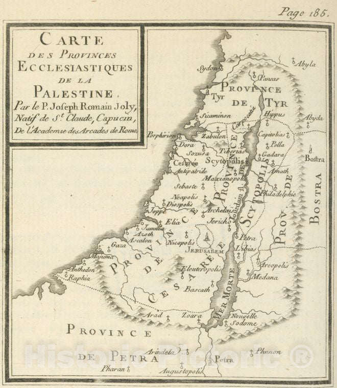 Historic 1784 Map - Carte Des Provinces Ecclesiastiques De La Palestin ...