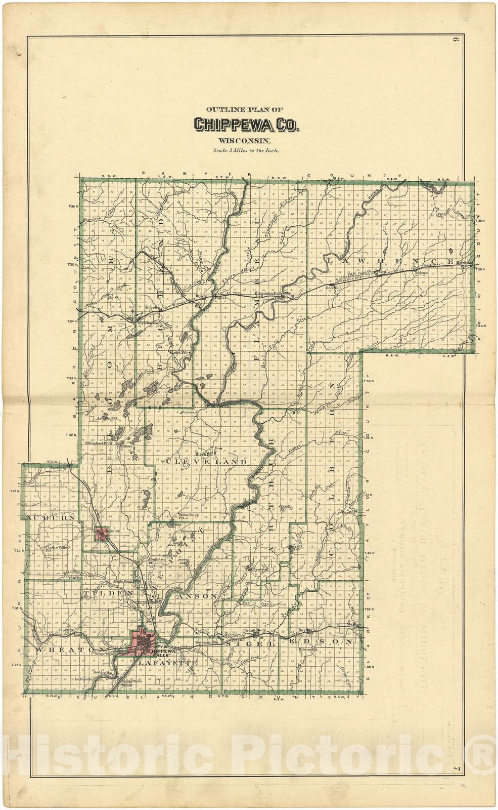 Historic 1888 Map Plat Book Of Chippewa County Wisconsin Outline Historic Pictoric 2417