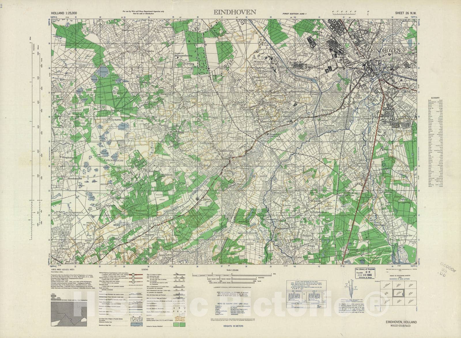 Historic 1943 Map Holland 1 25 000 Eindhoven Holland A M S M83   5135973 