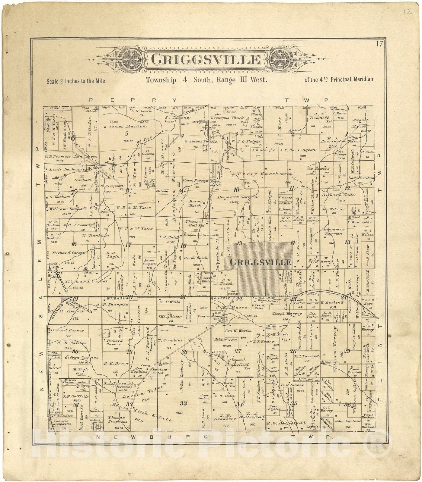 Pike County Illinois Plat Map Historic 1895 Map - Plat Book Of Pike County, Illinois - Griggsville; -  Historic Pictoric