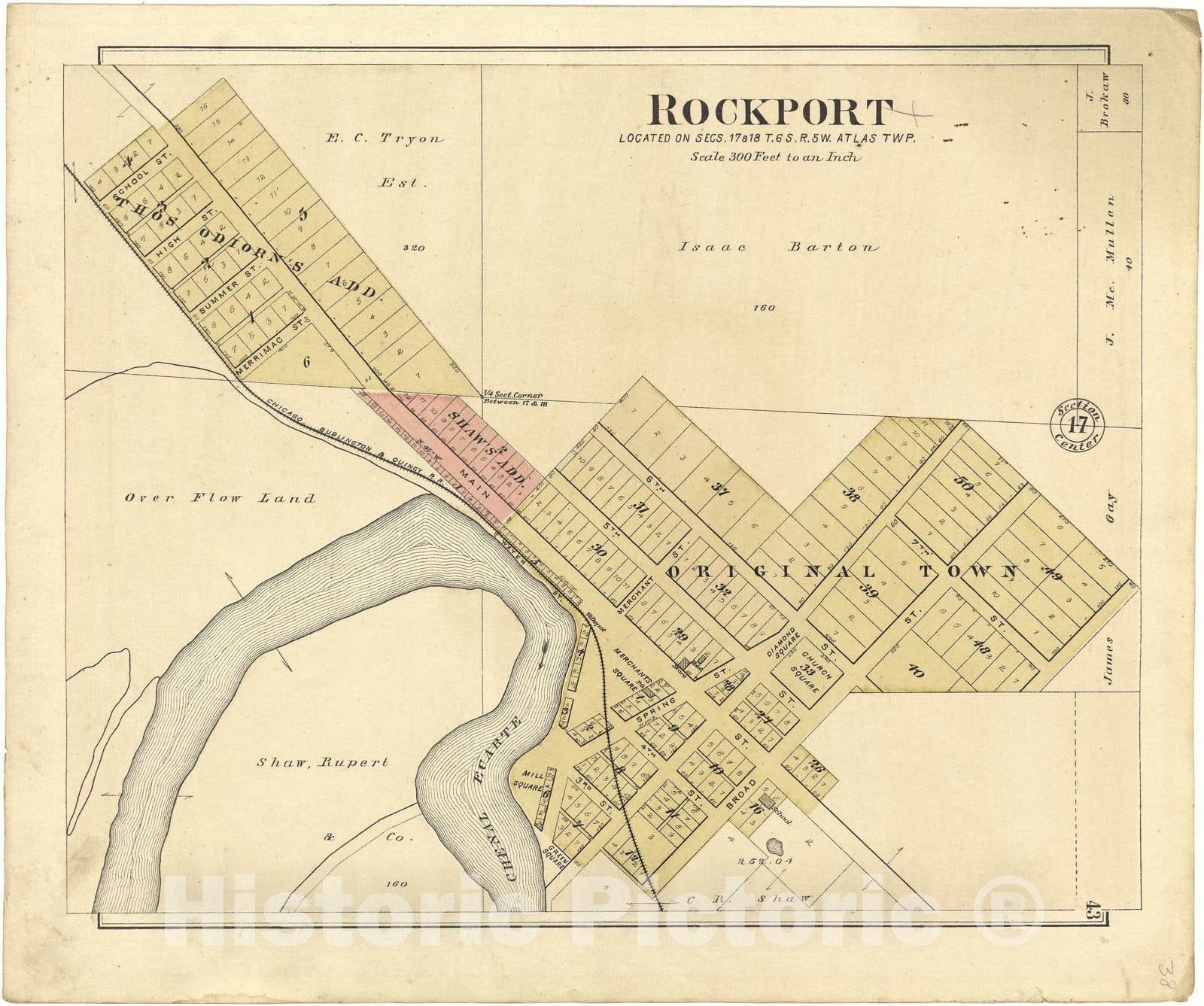 Pike County Illinois Plat Map Historic 1895 Map - Plat Book Of Pike County, Illinois - Rockport - St -  Historic Pictoric