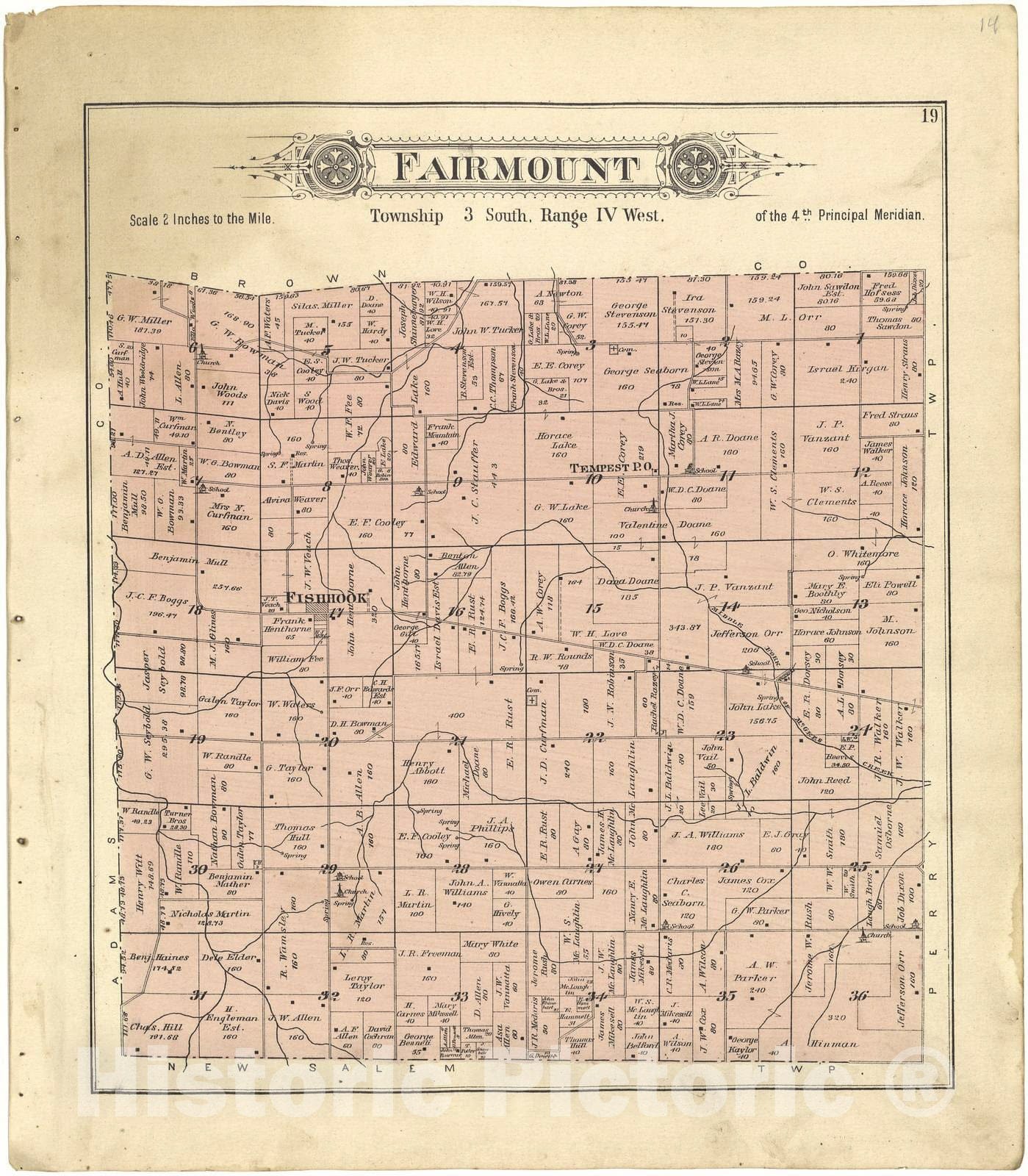 Pike County Illinois Plat Map Historic 1895 Map - Plat Book Of Pike County, Illinois - Fairmount - S -  Historic Pictoric