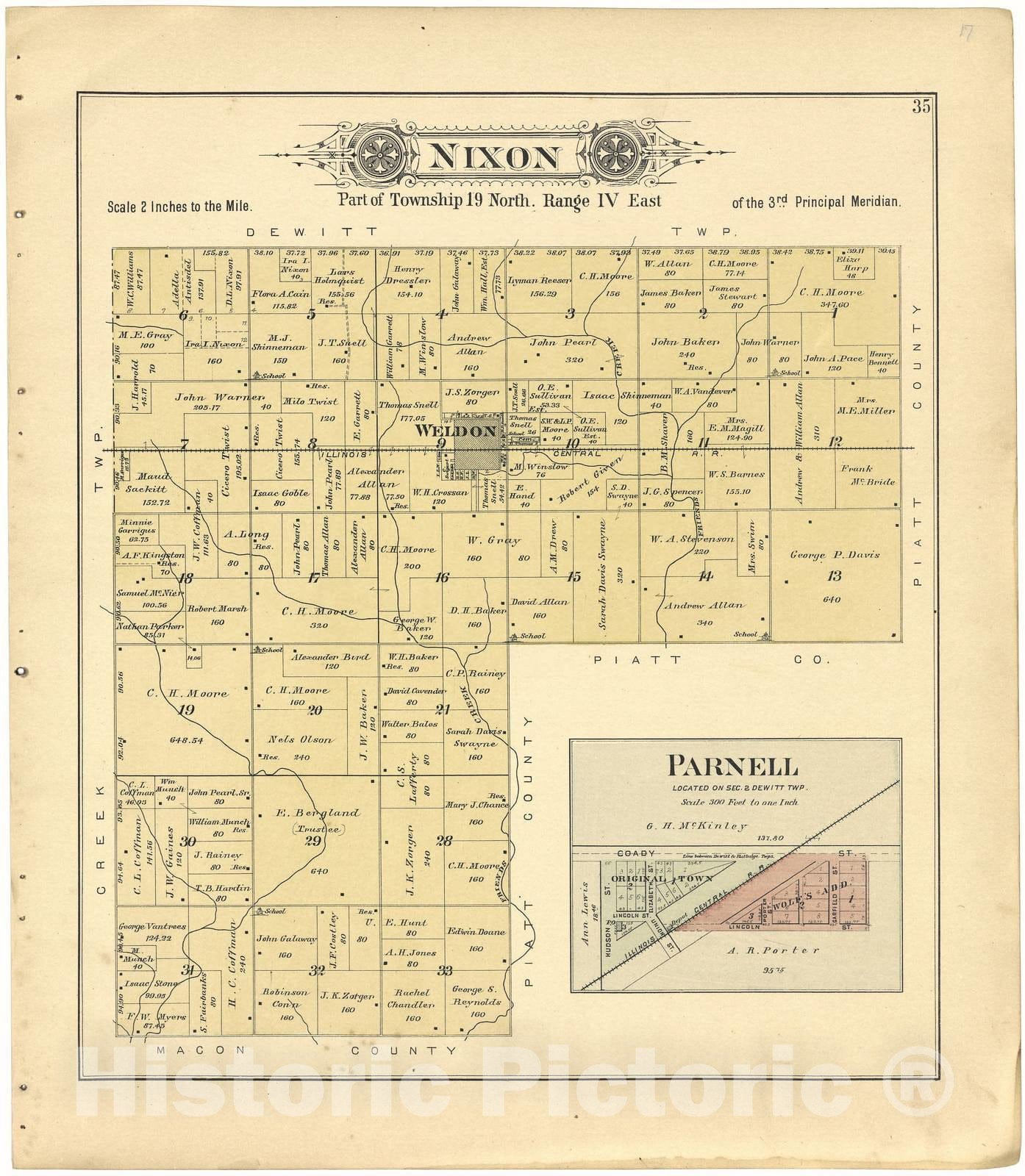 Historic 1894 Map Plat Book Of De Witt County Illinois Nixon Par Historic Pictoric 1405