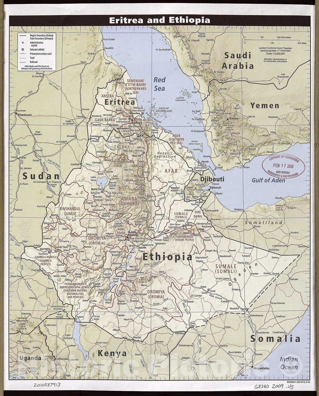 Historic 2009 Map - Eritrea and Ethiopia. - Historic Pictoric