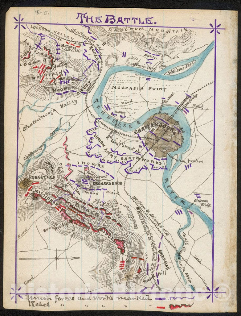 Historic 1863 Map The Battle Of Missionary Ridge November 25 1864   5153369 1024x1024 