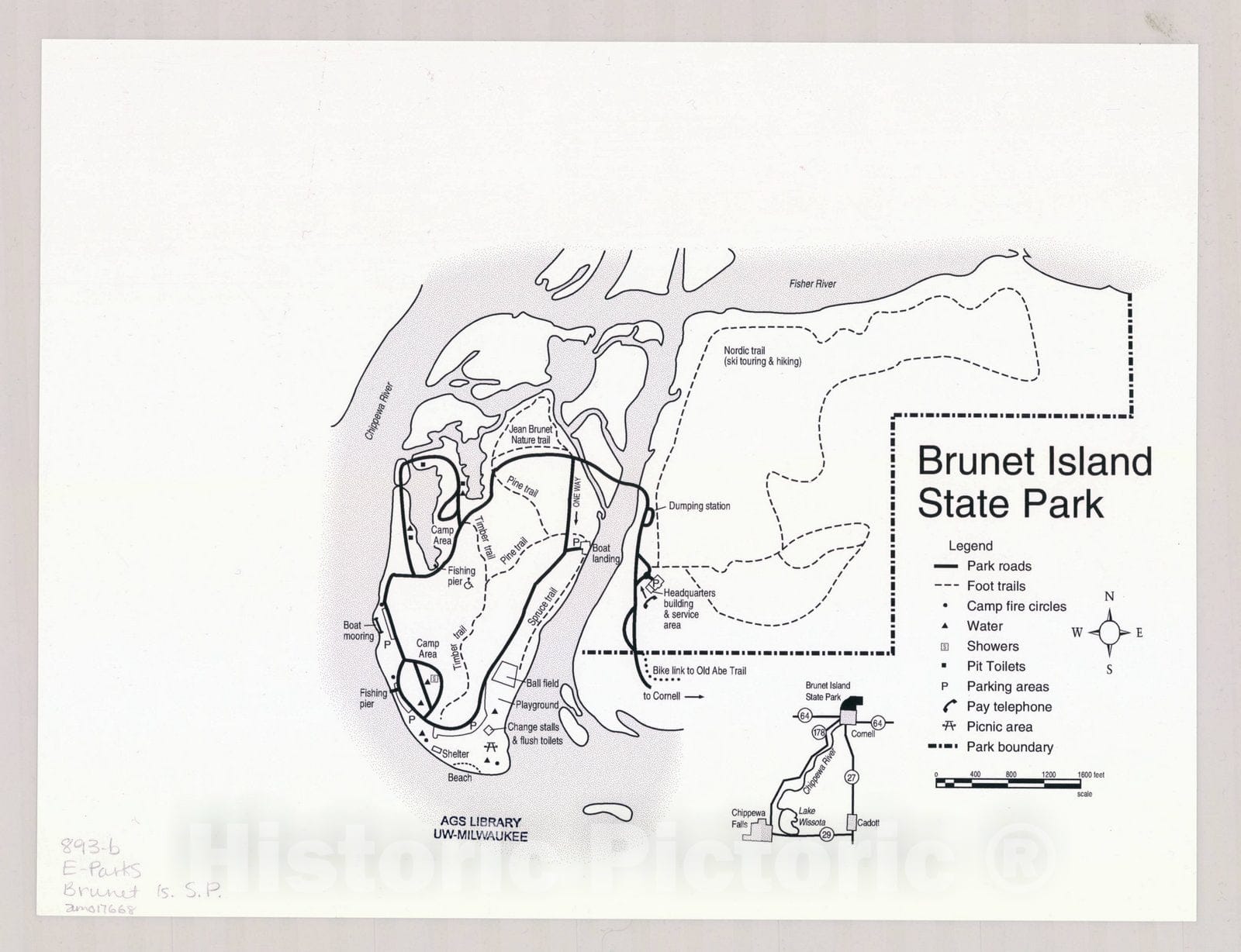 Brunet Island State Park Map Map : Brunet Island State Park, Wisconsin , [Wisconsin State Parks , F -  Historic Pictoric