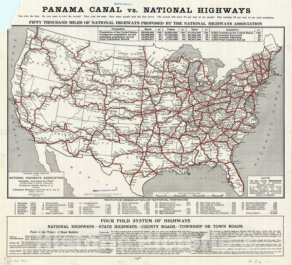 Map : United States Highways 1914, Fifty thousand miles of national hi ...