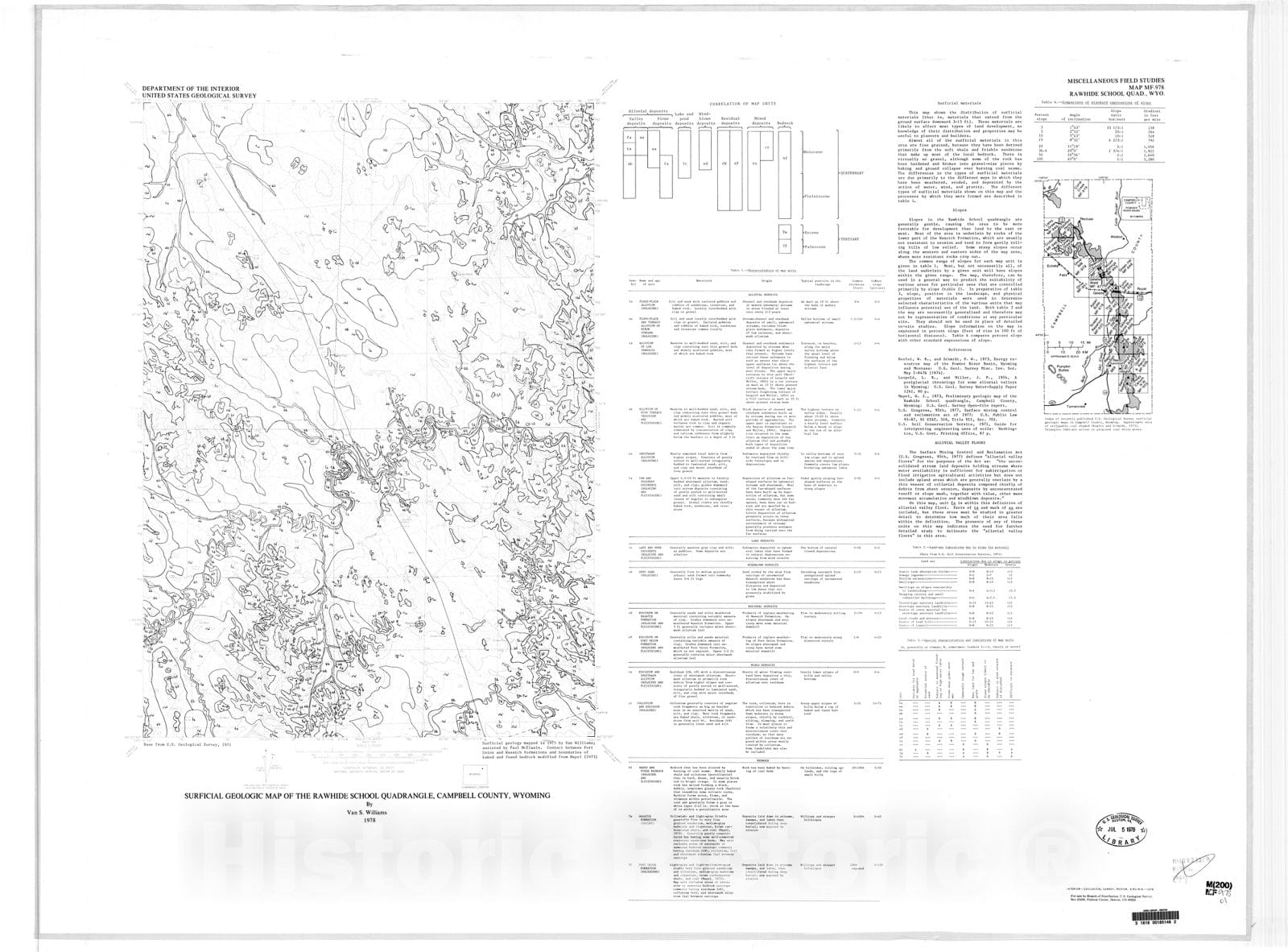 Map Surficial Geologic Map Of The Rawhide School Quadrangle Campbel Historic Pictoric