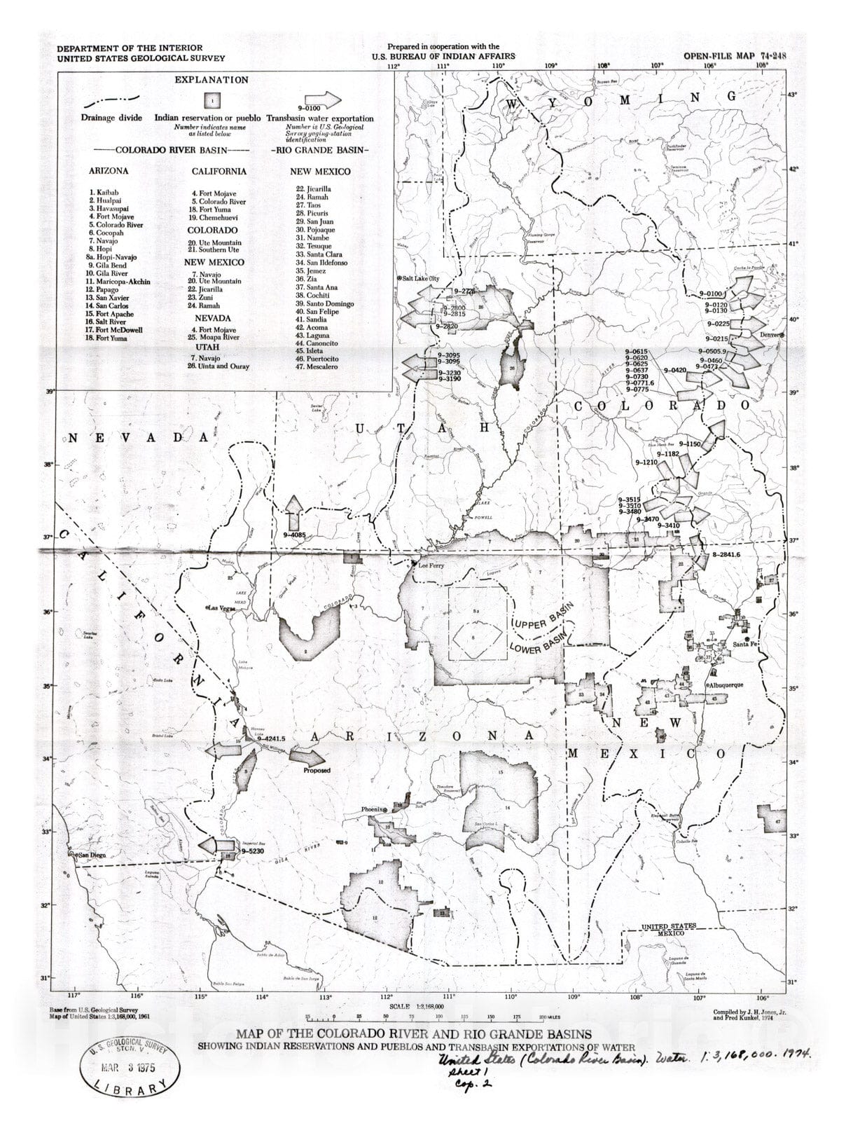 Map Map Of The Colorado River And Rio Grande Basins Showing Indian R Historic Pictoric